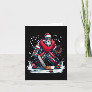 Christmas Santa Hockey Goalie Ugly Christmas Sweat Card