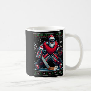 Christmas Santa Hockey Goalie Ugly Christmas Sweat Coffee Mug