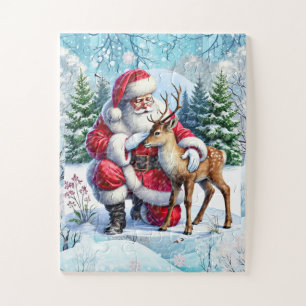Christmas Santa Holiday deer Jigsaw Puzzle