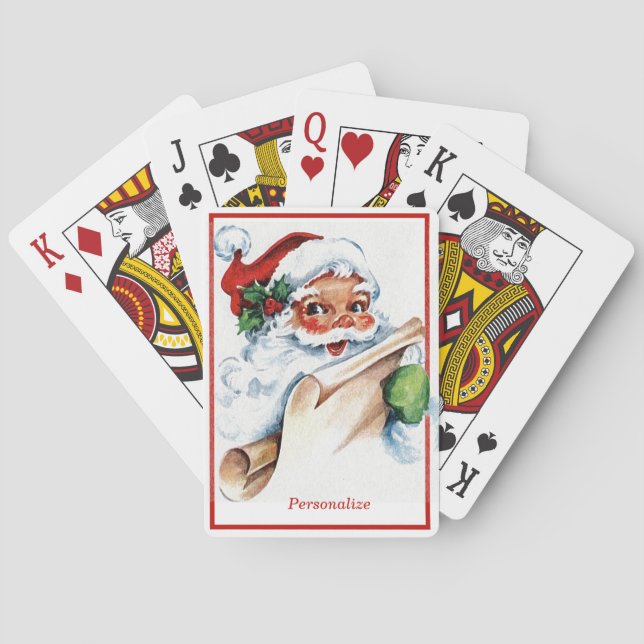 Christmas Santa Holiday Gift List Personalized Playing Cards (Back)