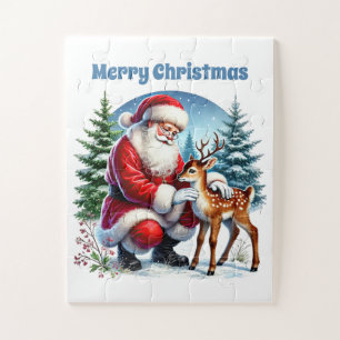 Christmas Santa Holiday message customisable Jigsaw Puzzle