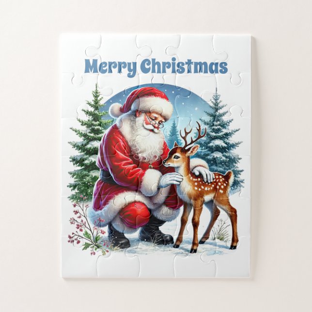 Christmas Santa Holiday message customisable Jigsaw Puzzle (Vertical)