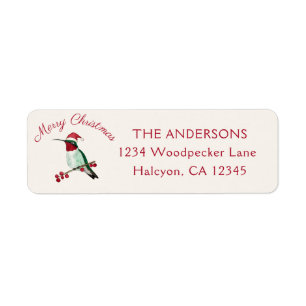Christmas Santa Hummingbird Return Address Label
