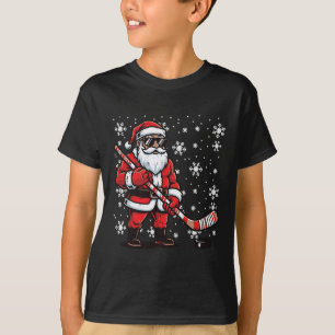 Christmas Santa Ice Hockey Player Xmas Sports Men T-Shirt