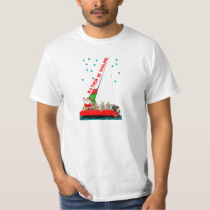 Christmas Santa in Sailboat I'd Rather be Sailing T-Shirt