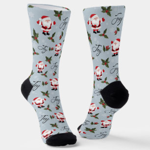 Christmas, Santa Joy and Holly Socks