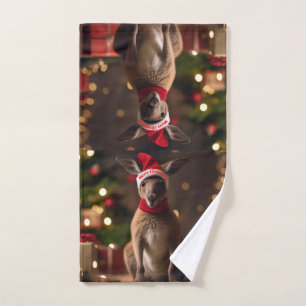Christmas Santa Kangaroo,  Hand Towel