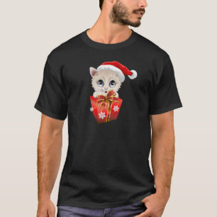 Christmas Santa Kitten with Gift T-Shirt