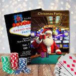 Christmas Santa Las Vegas Casino Style Party Invitation<br><div class="desc">Christmas Santa Las Vegas Casino Style Holiday Party Invitation. Information for the invite is on the back of the card. Enjoy a fun game night with coworkers, friends, or family. Spin the roulette wheel, play a game of Black Jack or a dice game. Exchange chips for gifts or money, you...</div>