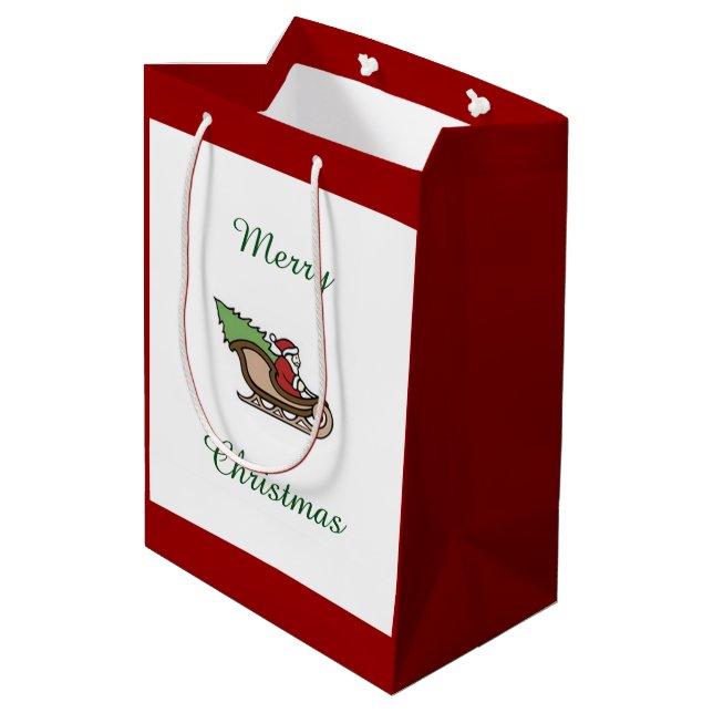 Christmas Santa Medium Red Gift Bag by Janz (Back Angled)