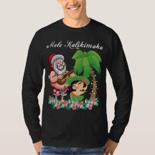 Christmas Santa Mele Kalikimaka Hawaii Palm Tree P T-Shirt