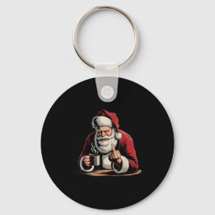 Christmas Santa Middle Finger Sarcastic Xmas Funny Key Ring