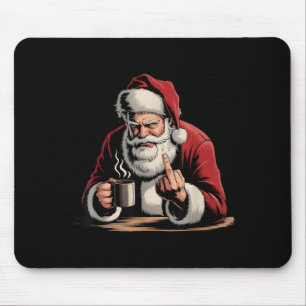 Christmas Santa Middle Finger Sarcastic Xmas Funny Mouse Pad