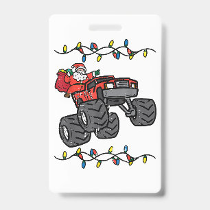 Christmas Santa Monster Truck Boys Kids Toddler Yo ID Badge