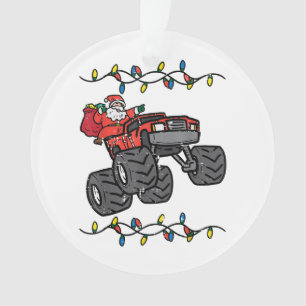Christmas Santa Monster Truck Boys Kids Toddler Yo Ornament
