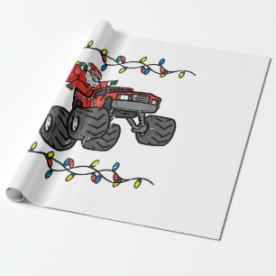 Christmas Santa Monster Truck Boys Kids Toddler Yo Wrapping Paper