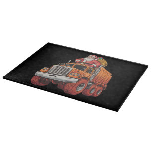 Christmas Santa Monster Truck Xmas Boys Kids  Cutting Board