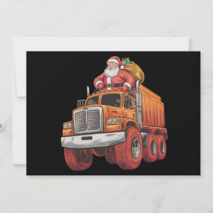 Christmas Santa Monster Truck Xmas Boys Kids  Holiday Card