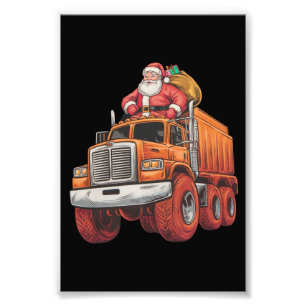 Christmas Santa Monster Truck Xmas Boys Kids  Photo Print