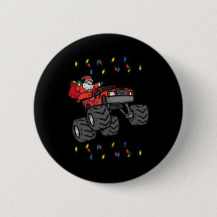 Christmas Santa Monster Truck Xmas Boys Kids Toddl 6 Cm Round Badge