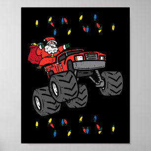 Christmas Santa Monster Truck Xmas Boys Kids Toddl Poster
