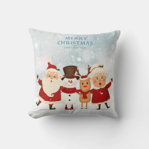 Christmas Santa, Ms. Claus Rudolph and Snowman Cushion