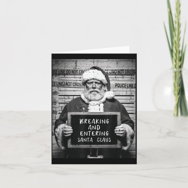 Christmas Santa Mugshot Breaking Entering Xmas Men Card (Front)