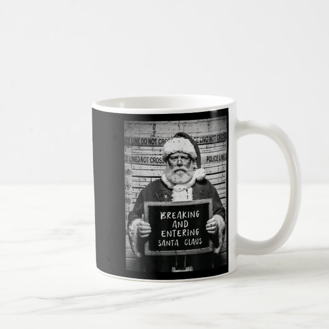 Christmas Santa Mugshot Breaking Entering Xmas Men Coffee Mug (Right)