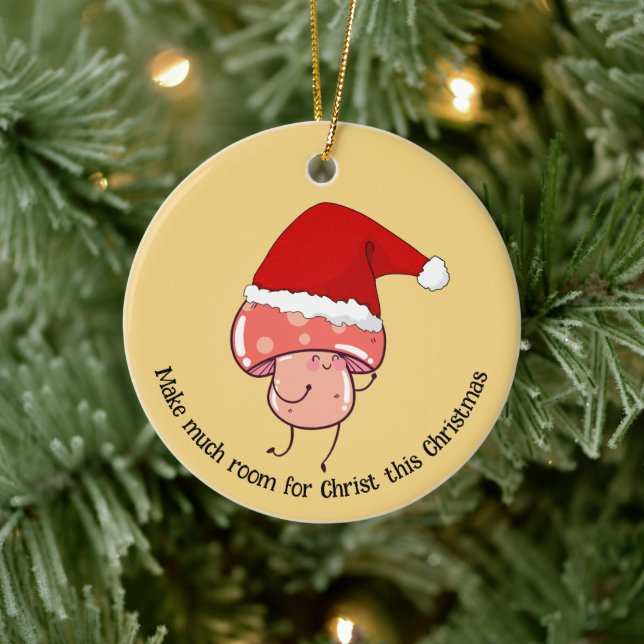 Christmas Santa Mushroom Ceramic Tree Decoration (Tree)