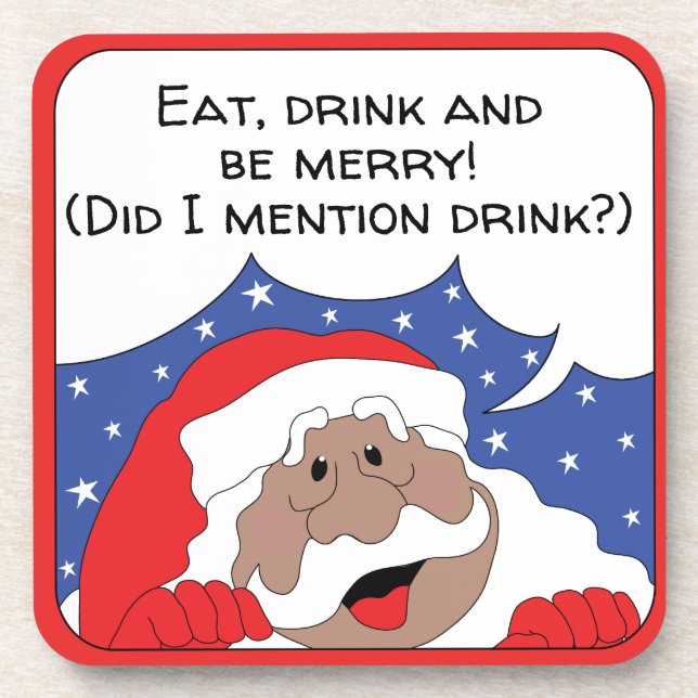 Christmas Santa of Colour Says Coaster (Front)