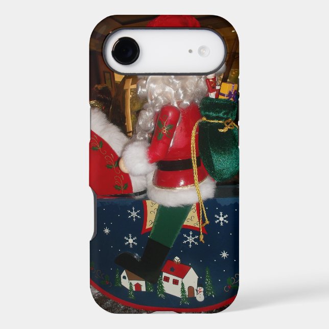 Christmas Santa on a Horse with Snow Art Print (Back)