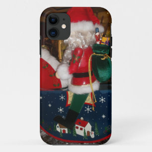Christmas Santa on a Horse with Snow Art Print iPhone 11 Case