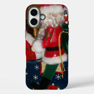 Christmas Santa on a Horse with Snow Art Print iPhone 16 Plus Case