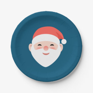 Christmas Santa on Blue Paper Plate