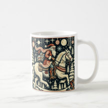 Christmas Santa On Horse Thru Village