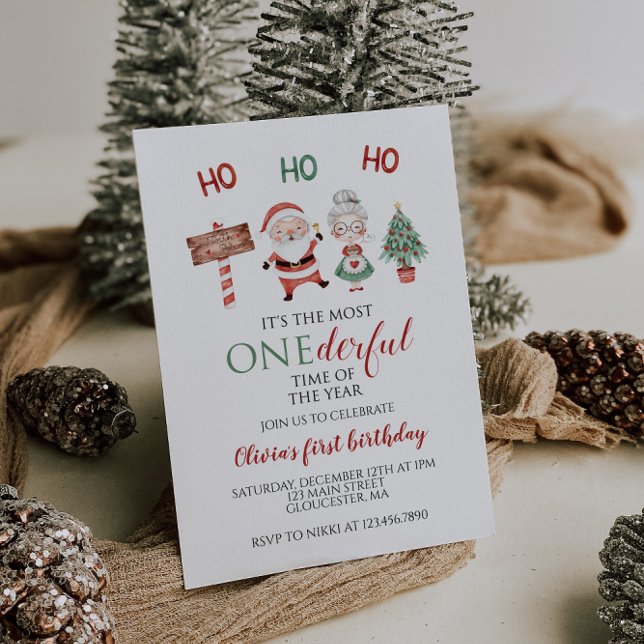 Christmas Santa Onederful First Birthday Invitation (Creator Uploaded)