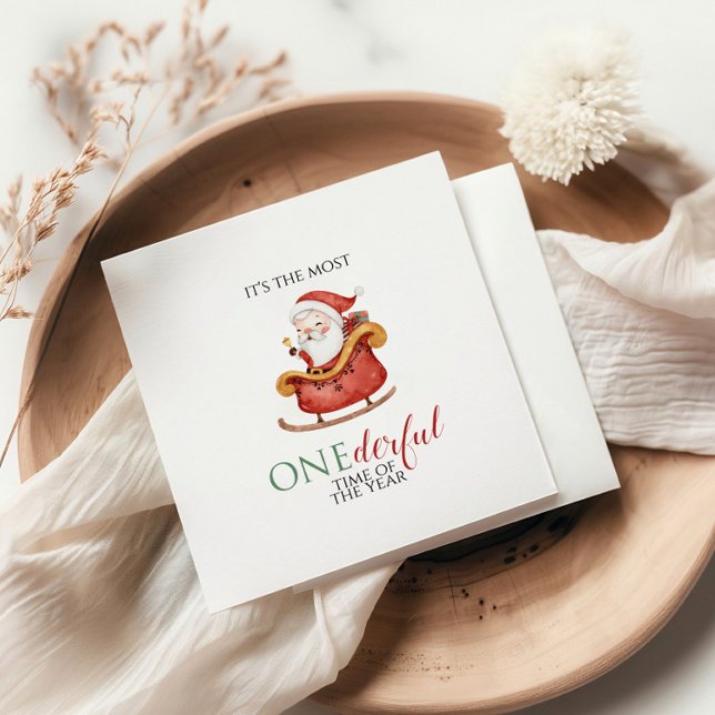 Christmas Santa Onederful First Birthday Napkin (Creator Uploaded)