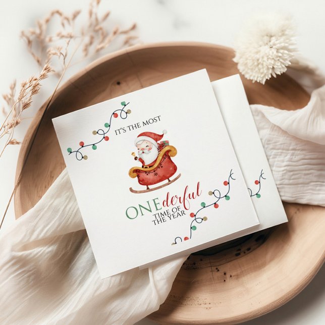 Christmas Santa Onederful First Birthday Napkins (Creator Uploaded)