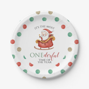 Christmas Santa Onederful First Birthday Paper Pla Paper Plate