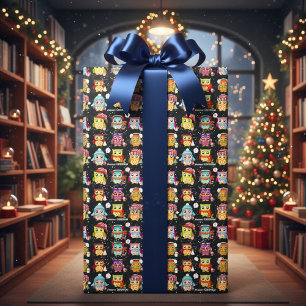 Christmas Santa Owl Wrapping Paper