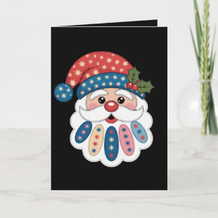 Christmas Santa Patchwork Snowflake Holly Winter Card