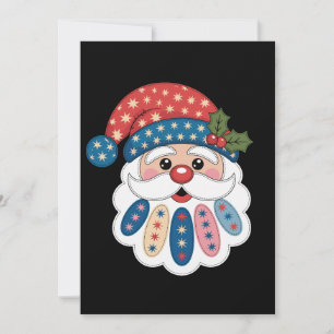 Christmas Santa Patchwork Snowflake Holly Winter Invitation