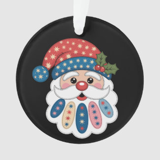 Christmas Santa Patchwork Snowflake Holly Winter Ornament