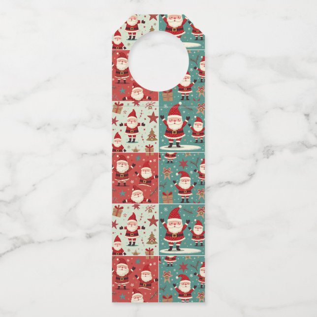 Christmas Santa Pattern Bottle Tags (Front)