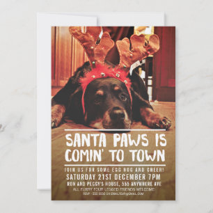 CHRISTMAS SANTA PAWS PARTY PHOTO INVITATION
