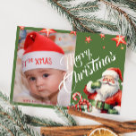 Christmas Santa Personalised Photo Green Postcard<br><div class="desc">Christmas Personalised Photo Postcard Santa Claus
Collection: 
https://www.zazzle.com/collections/love_christmas_collection-119212194434211063</div>