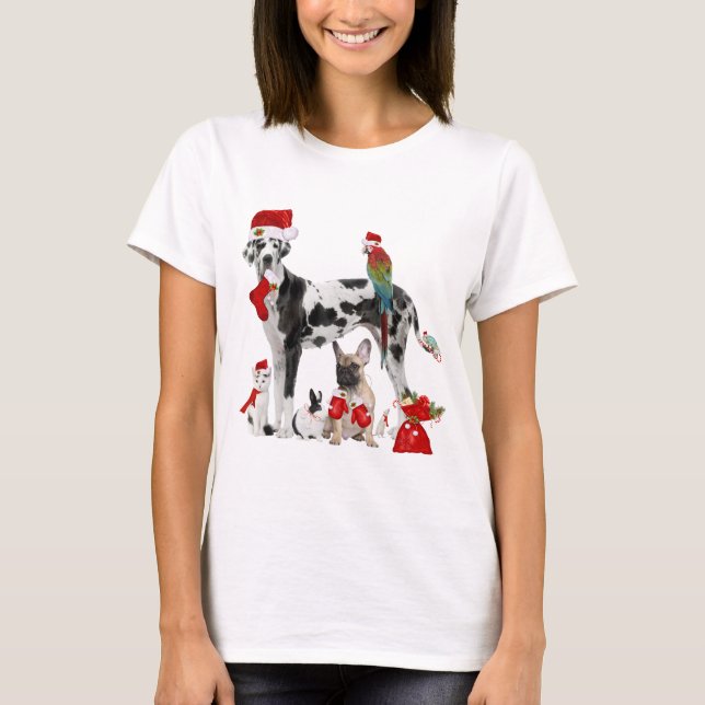 Christmas Santa Pets T-Shirt (Front)