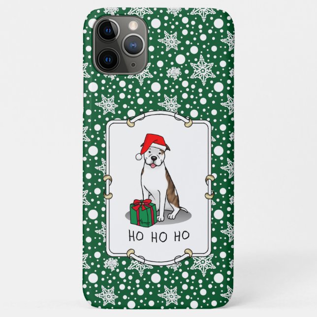 Christmas Santa Pit Bull (lt brindle white 3) Cute Case-Mate iPhone Case (Back)