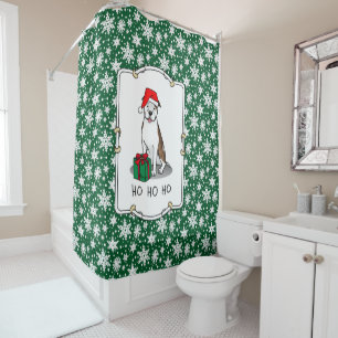 Christmas Santa Pit Bull (lt brindle white 3) Cute Shower Curtain
