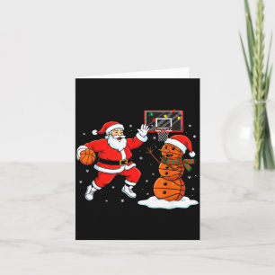 Christmas Santa Playing Basketball Snowman Design Card